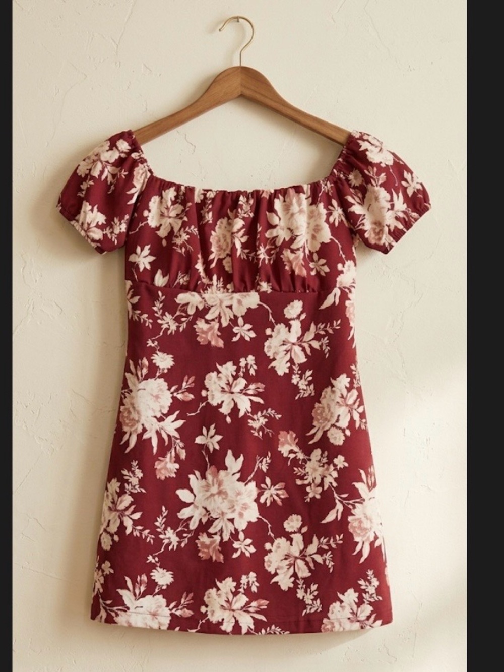 Abercrombie & Fitch Red Floral Milkmaid Puff Sleeve Smocked Mini Dress Medium